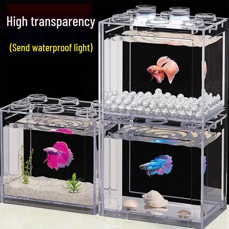 Creative Douyu Small Desktop Fish Tank with Light and Acrylic Aquascaping