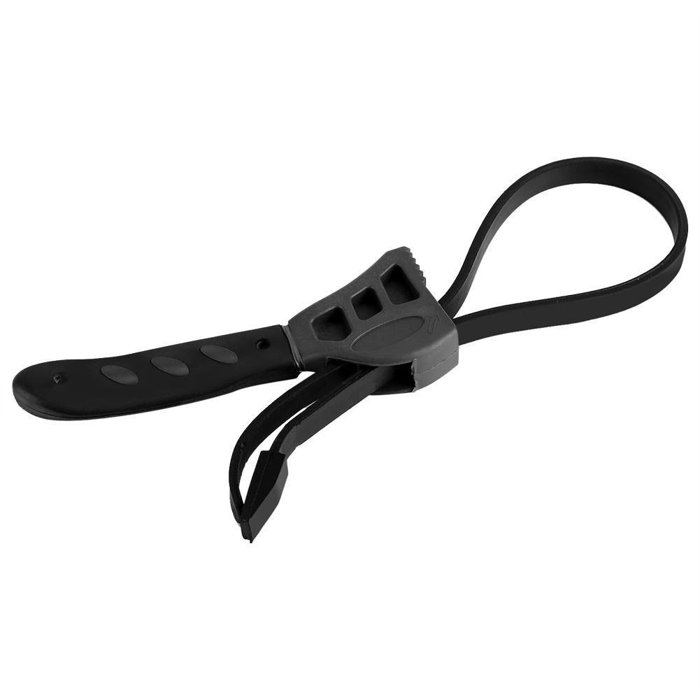 Universell oljefilternøkkel reim justerbar gummi krukkelokk stram løsne rørleggerverktøy