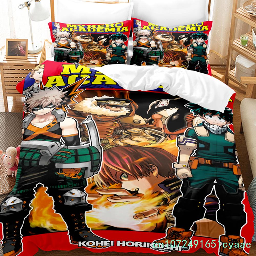 NEW My Hero Academia Anime Duvet Cover Set With Pillow Covers Polyester Teens Kids Bedding Set Full Queen King Size Bed Linen