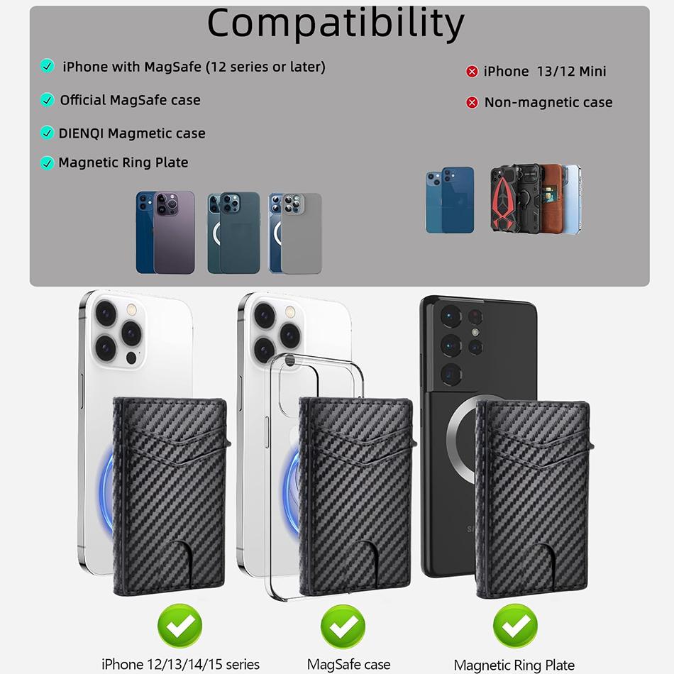 Credit Card Holder Men Magnetic Wallets Rfid Blocking Carbon Bank Cardholder Case Wallet for IPhone 16 15 14 Pro Max