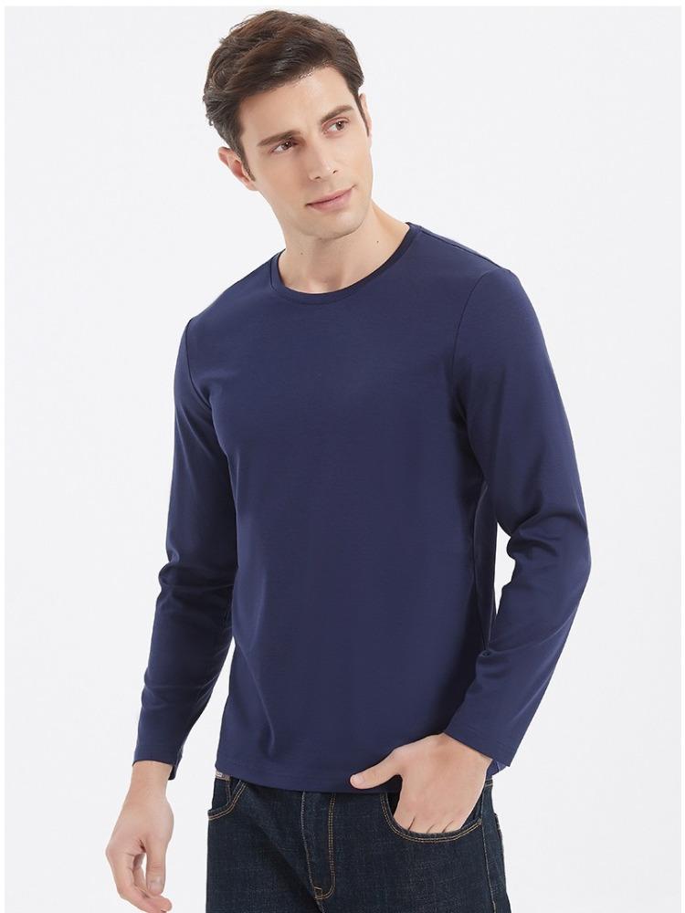 190g Double-sided Liquid Ammonia Mercerized Cotton T-shirt Business Casual Youth Premium Pure Cotton Long-sleeve T-shirt Minimalist Tops