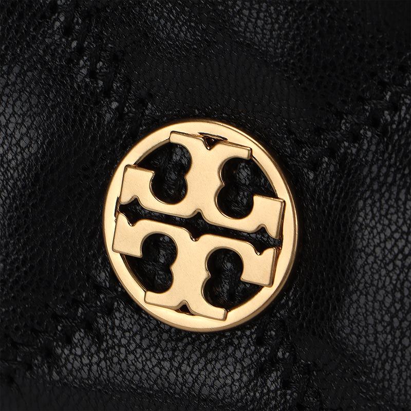 Tory Burch Metal Logo Chain Shoulder Strap Leather Bucket Bag Crossbody Shoulder Bag Women Bags Black 163517-001