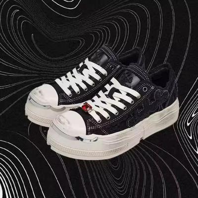 [Mao Is Not Easy To Be Reborn No. 1, Milk Tea White Canvas Shoes, Low-top Thick-soled Dirty Shoes, Thick-soled Heightening Shoes.