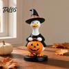 Talos Halloween Gås Figur, Heks Hat Harpiks Ornament, Sød Spøgelse Statue til Bordplade Kaminhylde Feriedekoration