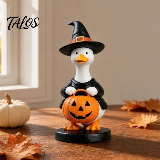 Talos Halloween Gås Figur, Heks Hat Harpiks Ornament, Sød Spøgelse Statue til Bordplade Kaminhylde Feriedekoration
