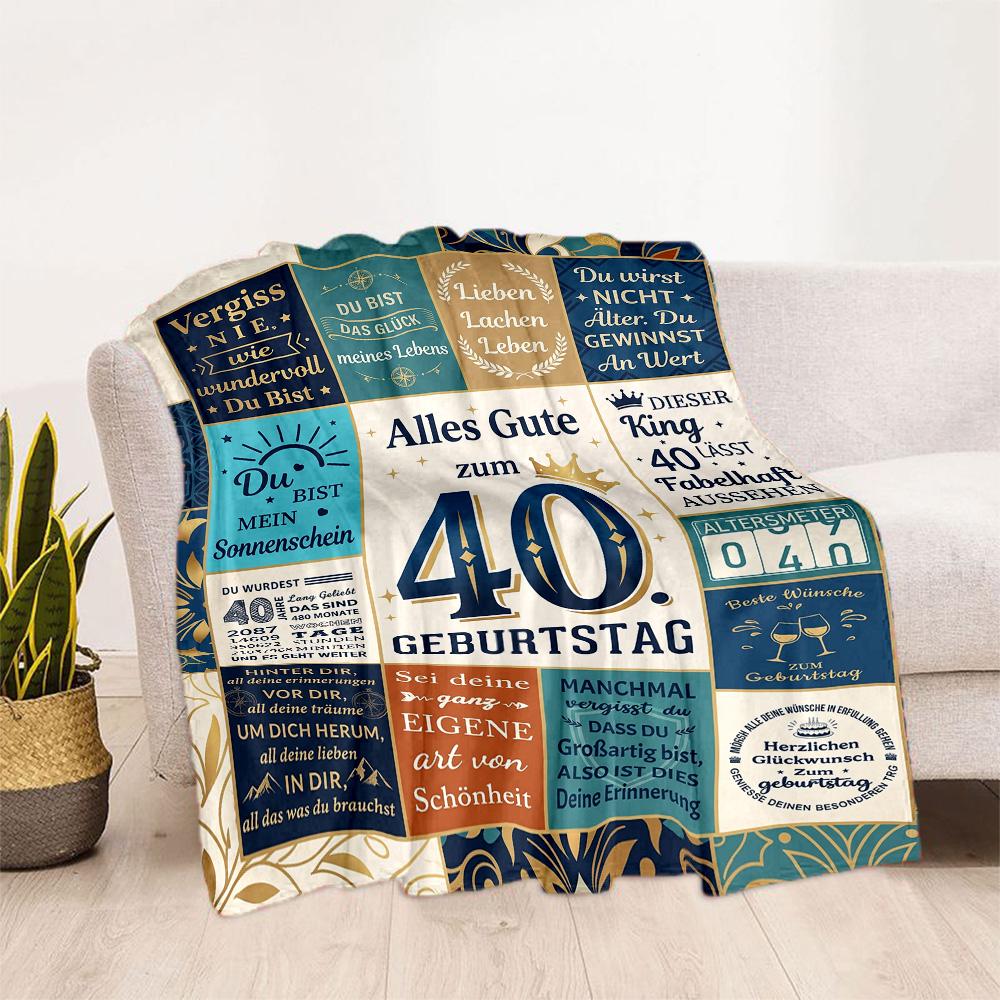 Happy 40th Birthday Celebration Blanket Soft & Cozy Suitable for Bed Office Seaside for All Seasons Modern Gifts For Family Or Friends
