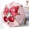 1pc Cherry Bow Automatic Opening and Closing Folding Umbrella with 8 Iron Ribs - Portable, Foldable for Travel Yy251124064