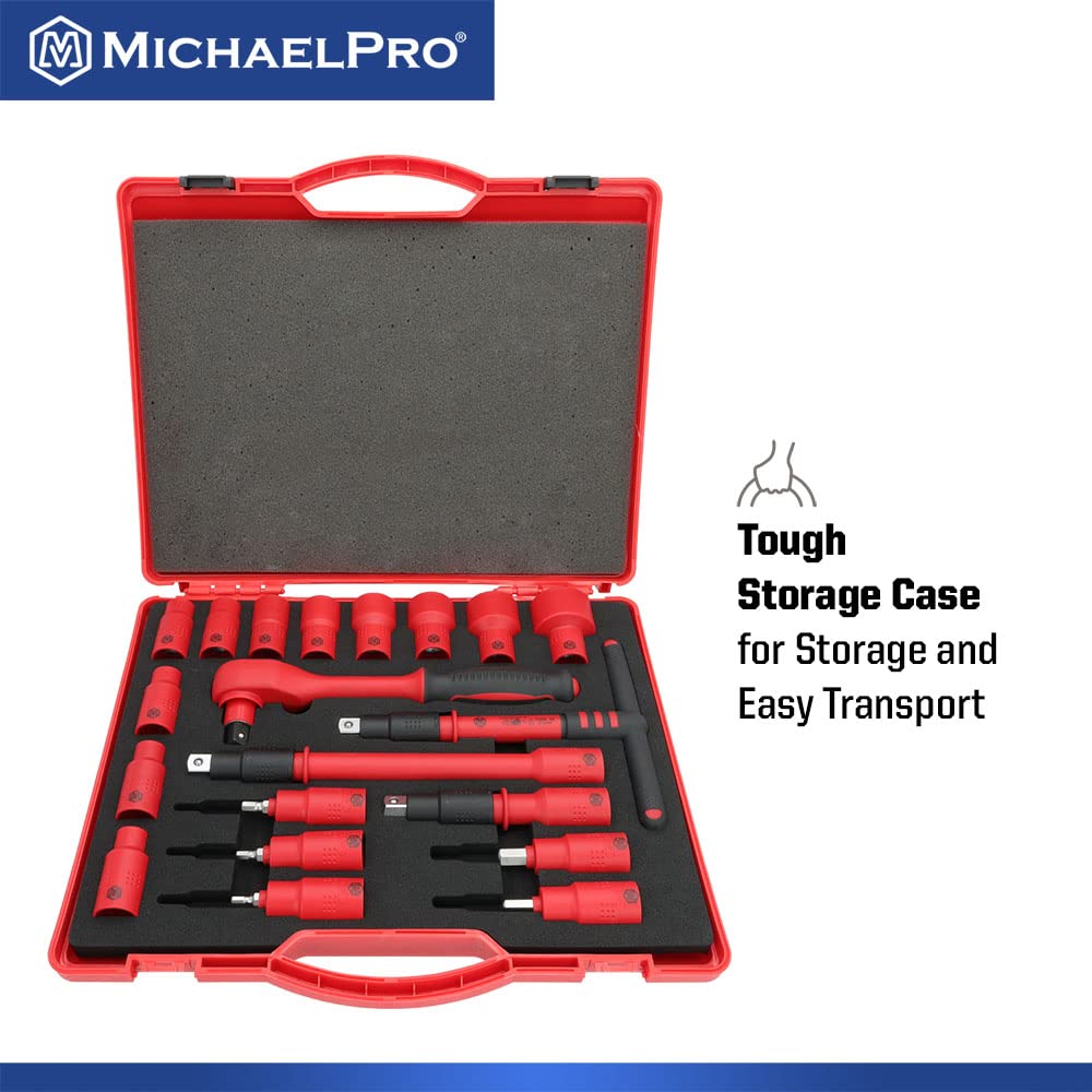 MichaelPro MP005048 20 Piece Drive VDE Insulated Socket Set 1/2"