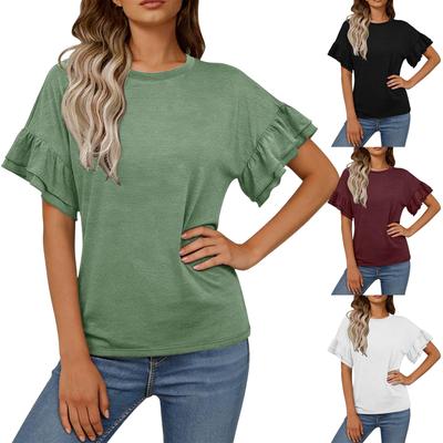 Women's Fashionable Loose-Fit Ruffled Short-Sleeve Top