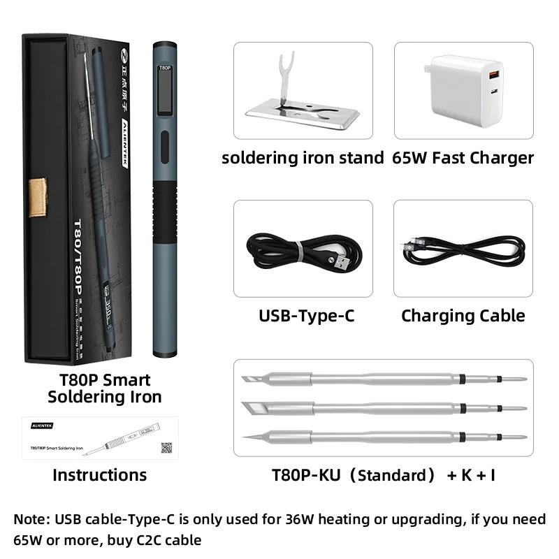 T80/T80P Adjustable Soldering Iron 100W Temperature Fast Heat Portable Electric Digital Welding Station Kit C245 C210
