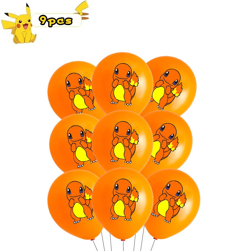 9/18pcs Pokemon Latex Balloons Birthday Decorations Cartoon Pikachu Squirtle Characters Children Baby Shower s Round Sensory Durable Bouncy Elastic