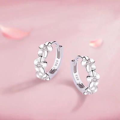 925 Sterling Silver Crystal Flower Stud Earrings For Women Girls Engagement Party Wedding Jewelry Pendientes Eh216