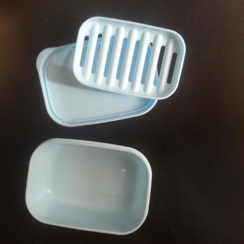 Přenosná obdélníková dóza na mýdlo s odkapávací vrstvou a víkem Stylová miska na mýdlo pro cestovní školu