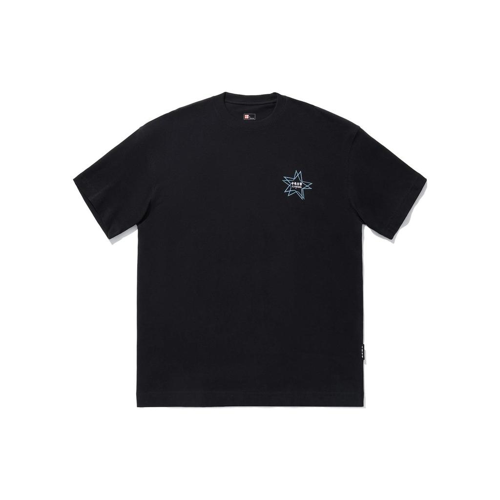Li-Ning Star And Letter Print Oversized Casual Short Sleeve T-Shirt Unisex Tops Black AHSU251-3