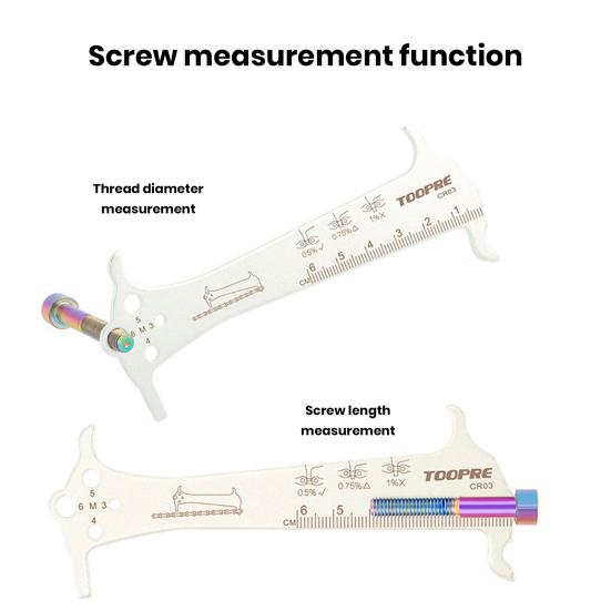 3-in-1 Chain Measurer Ruler Bicycle Chain Wear Indicator Tool High Strength Rustproof Corrosion-Resistant Screw Measurement Bike Gauge Tool