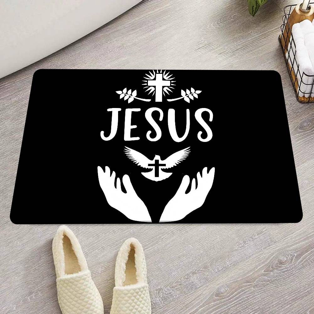 1 Piece Christian Jesus Bathroom Mat Kids Room Bedroom Decoration Balcony Anti-Slip Doormat Living Room Welcome Rug