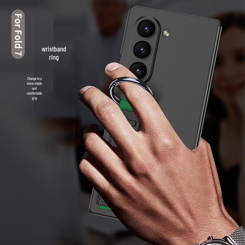 Cross-border Z FOLD7 Phone Case with Precise Camera Hole & Elastic Wrist Strap, Integrated Film, & Shell Protection