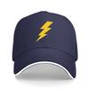 Lightning Bolt Logo Black Baseball Cap with Yellow Strike Design for Unisex and Women Casual Streetwear Fashion Accessory