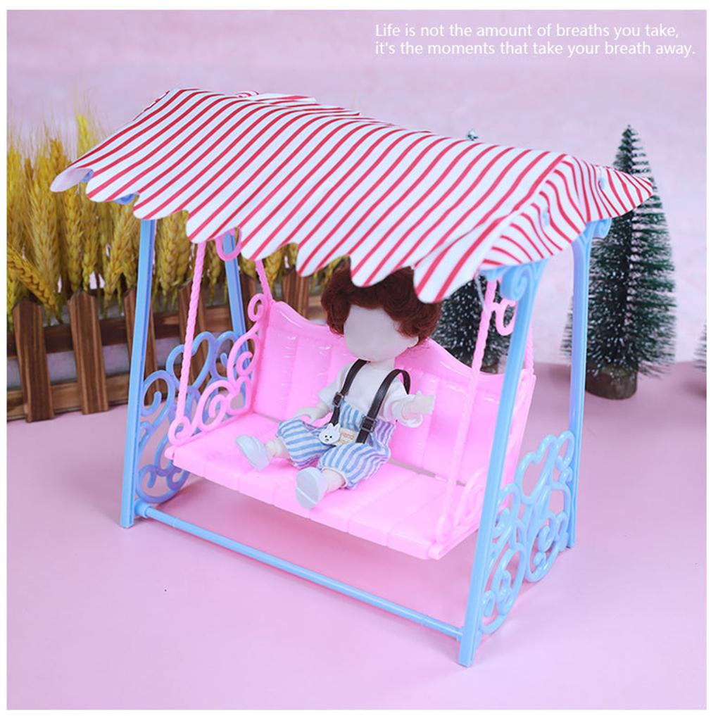 Toy Swing with Canopy Model Swinging Chair Dollhome Decoration Furniture Interactive Early Learning Birthday Gift