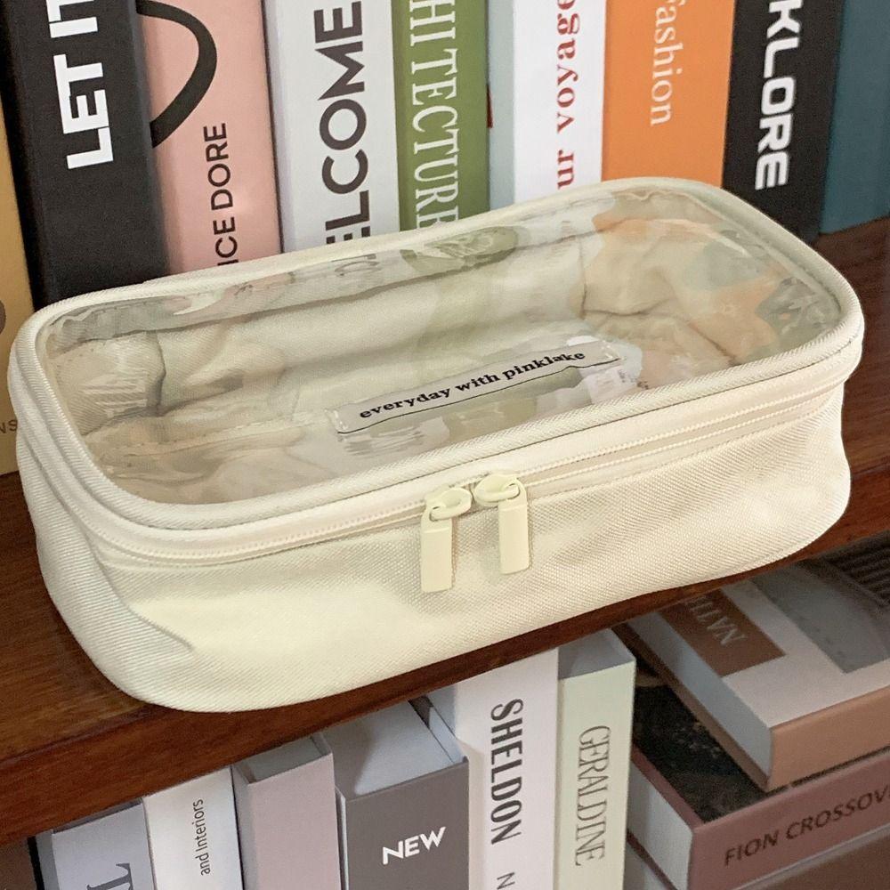 Béžová průhledná kosmetická taška Dámské Elegantní vodotěsné pouzdro na make-up Cestovní organizér na toaletní potřeby
