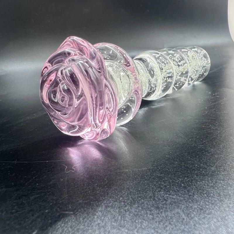 Rose Flower Luminous Glass Butt Plug Anal Toys For Adults Couples Women Non Vibrating Butt Plugs