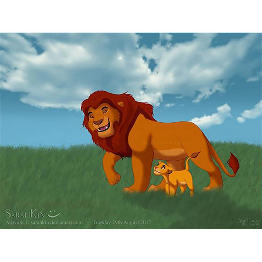 Disney The Lion King Simba Classic Animation 5D Diamond Painting Full of Diamonds DIY Handmade Diamond Painting Cartoon Decoration Painting Kit