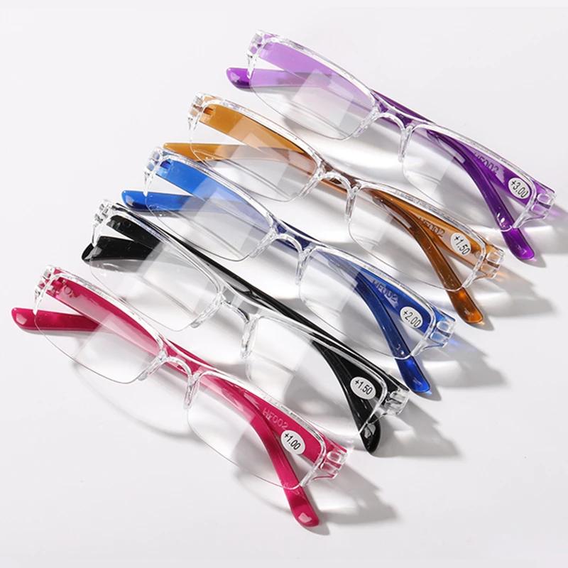 Reading Glasses Women Classic Half Frame Transparent Farsighted Eyewear Men Retro Anti Fatigue Hyperopia Eyeglasses +1.0 To+4.0