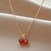 Collares Para Mujer Cherry Pendant Necklaces For Women Fashion Personality Fruit Chain Necklace Party Zircon Birthday Gifts