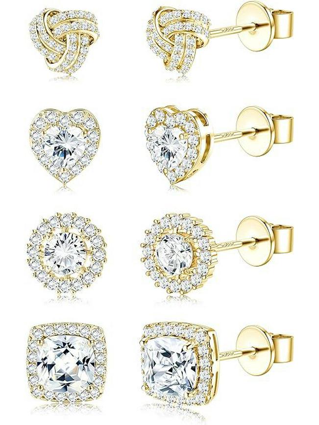 Элегантные квадратные серьги-пусеты из розового золота и желтого циркона - Идеальный рождественский подарок