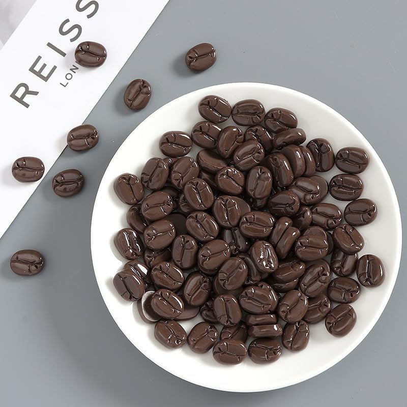 150 Pcs Artificial Coffee Beans, Simulation Resin Mini Faux Coffee Beans Artificial Plant for Home Kitchen Cafe Shop Cabinet Display Photography