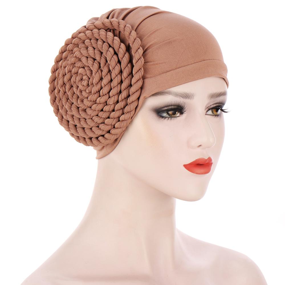 two-color trendy India turban bonnet arab wrap head scarf ready to wear hijab hat muslim headdress woman Inner hijab caps