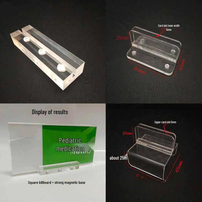 Acrylic Magnetic Clip for Signs - Transparent Plastic Snap Holder for Shelves
