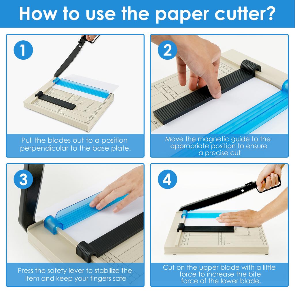 Guillotine Paper Cutter With Safety Guard And Blade Lock Accurate Cutting Paper Slicer Nonslip Paper Trimmer 12 Sheets Capacity