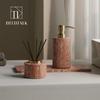 DecoTalk Wabi-sabi Red Travertine Bathroom Washbasin Set with Aromatherapy Tissue Box Tray