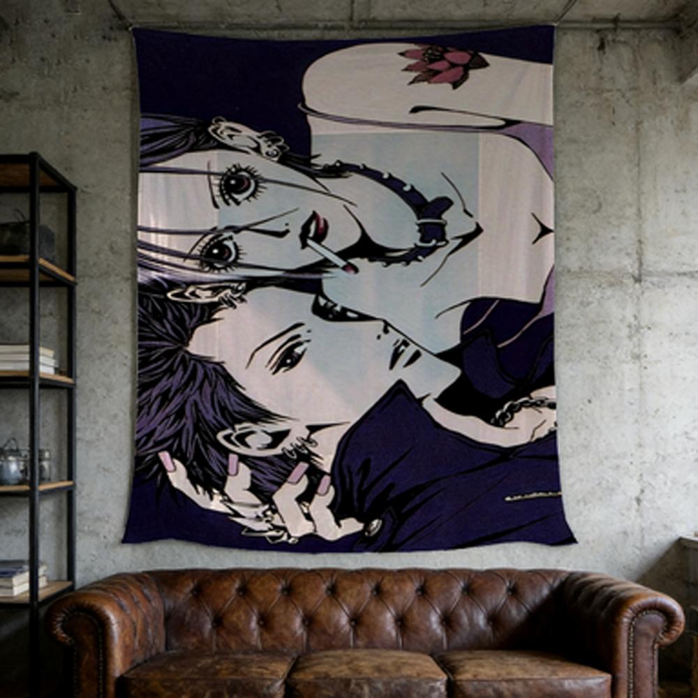 Nana Ren X Nana CP Anime Tapestry Cool Tone Couple Wall Hanging Decor for Bedroom Dorm Fan Room Live Stream Background