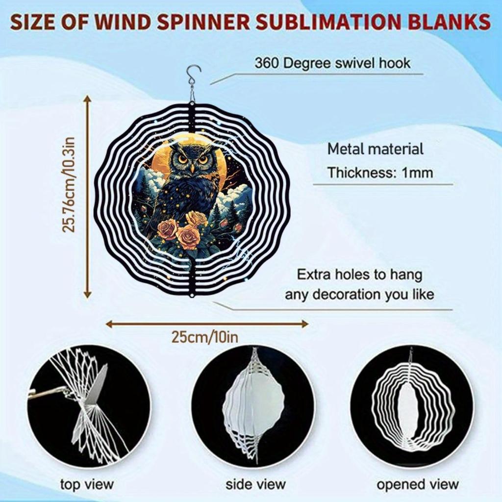 2D Metal Owl Mandala Wind Spinner for Outdoor Garden Courtyard and Home Decor Moonlight Hanging Wind Chime No Power Required Easy To Install
