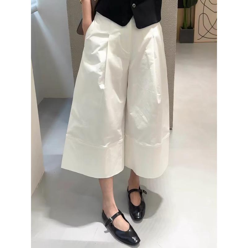 

Lazytone High Waist White Cropped Wide-Leg Pants - 2026 Summer Pear Shape Slimming Casual Pants Medium белый