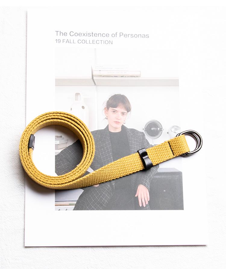 2cm D-Ring Canvas Belt with Double Ring Buckle - Trendy Unisex Workwear Accessory 100cm