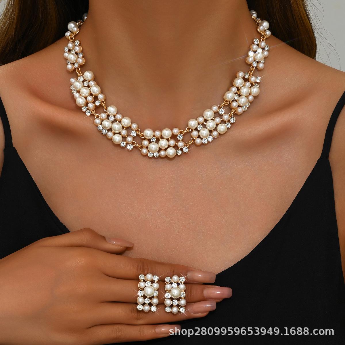 

Direct Debit Imitation Pearl Necklace Earrings Set, Bridal Jewelry