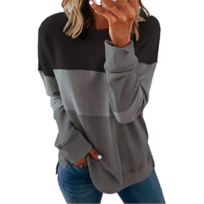 QICED Women's Fashion Casual Long Sleeve O-Neck Blouses & Shirts