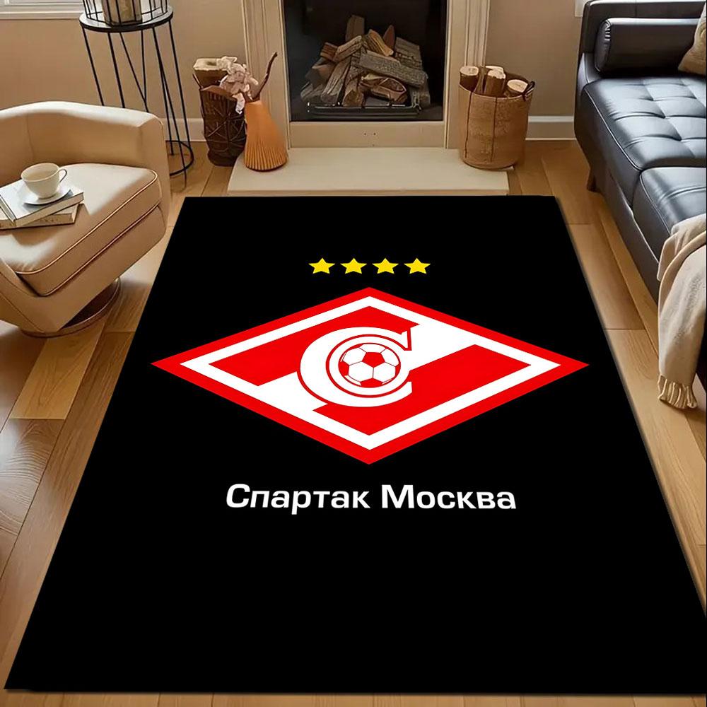 Spartak Moscow Logo with Soccer Ball Patterned carpet, non slip mat suitable for living room and bedroom sofas