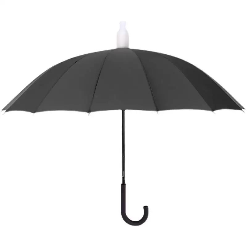 Waterproof Umbrella for Men and Women, Double Automatic Large Car-Mounted 16-Rib Long Handle Umbrella, Oversized Black Umbrella for Men and Women