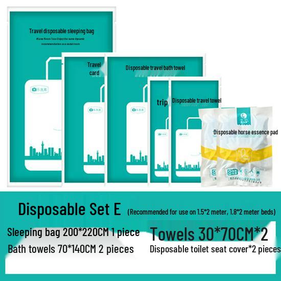 Travel Disposable Bed Set: Dirty-Proof Bed Sheets, Duvet Cover, Pillowcase, and Towel for Hotel or Train Sleeper.
