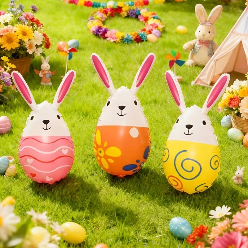 3/6Pcs Easter Inflatable Rabbit Eggs Balloon Kids Favors Toy Easter Party Home Indoor Outdoor Decoration Egg Hunt Ornaments