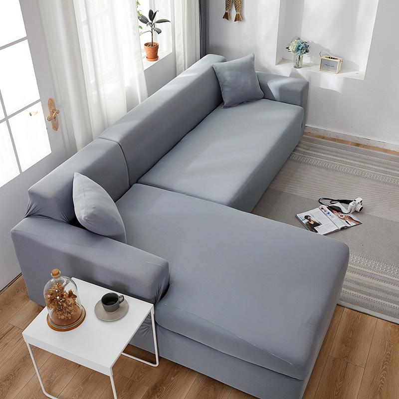 Plain Solid Color Sofa Cover Elastic Decor Couch Covers For Living Room Anti -Dirty Stretch Slipcovers L Shape Sofa Need Buy 2pcs