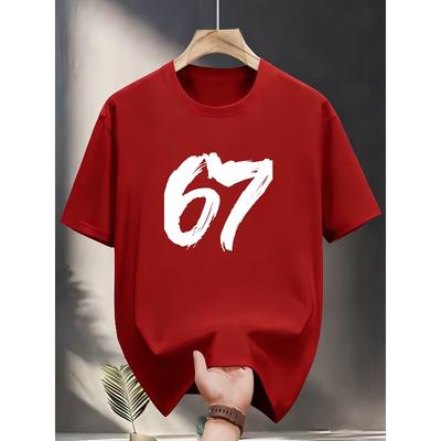 Men's Size 67 Round-neck T-shirt - Fashionable and Versatile Suitable for Daily Wear