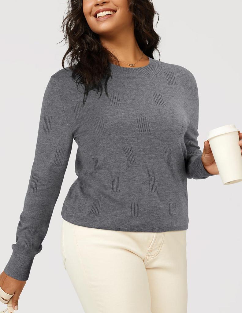 Damen Pullover mit Rundhalsausschnitt und Strukturstrick - Eleganter Lässiger Pullover - Herbst 2025