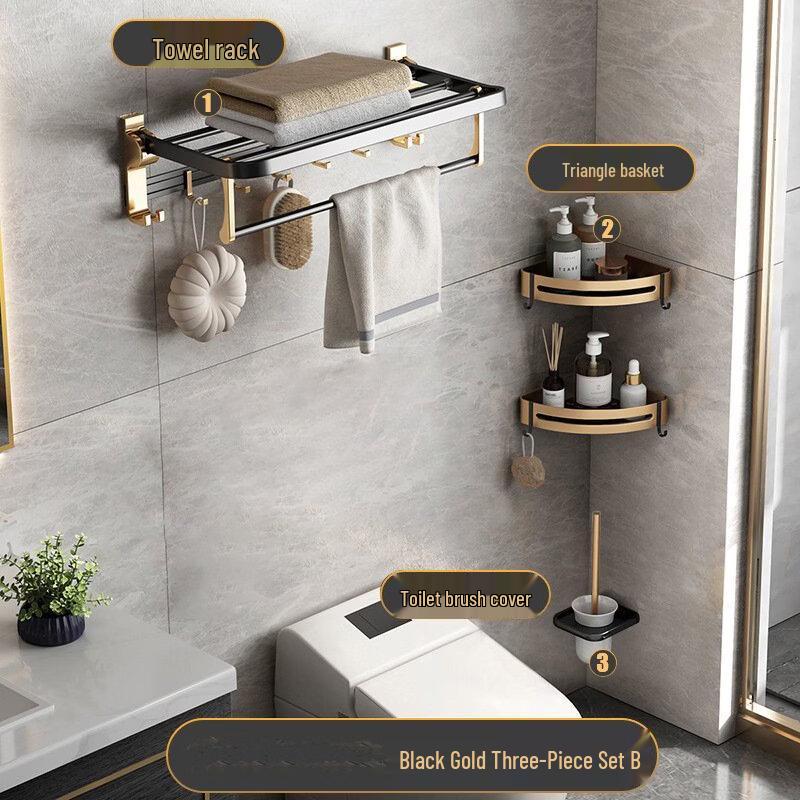 Wutuo Black Gold 3-Piece Bathroom Hardware Set