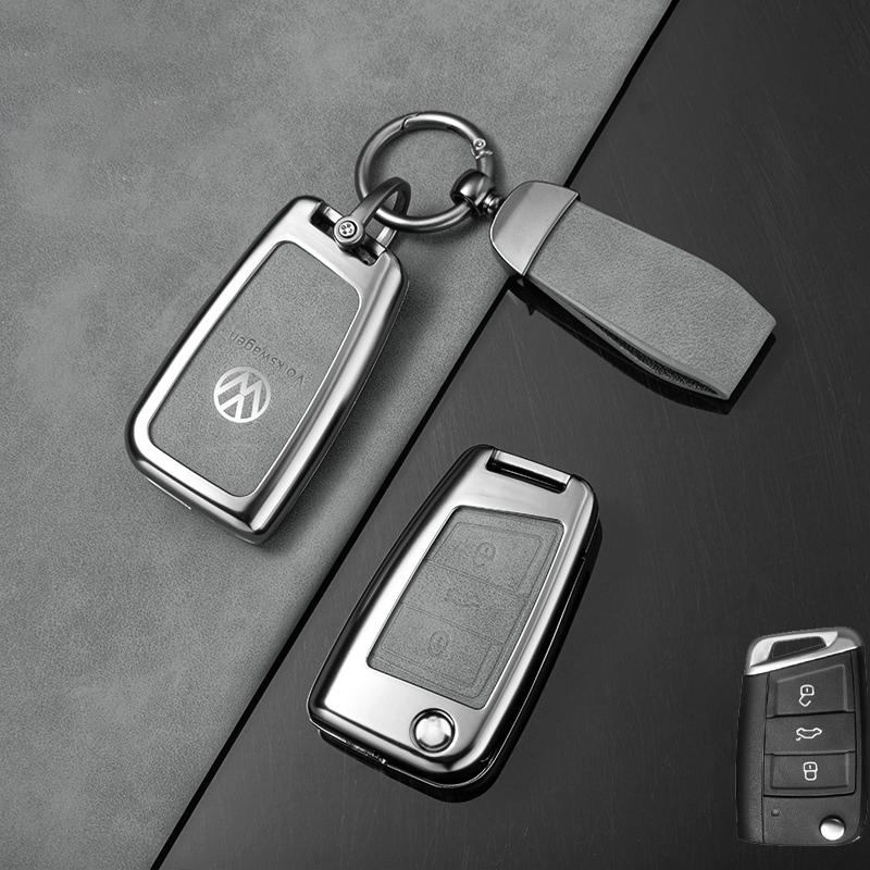 Für VOLKSWAGEN VW Zinklegierung Leder Auto Schlüsselhülle Schlüsselanhänger Hülle Tasche Für Volkswagen VW Polo Golf 7 MK7 Tiguan Touran Passat Lav