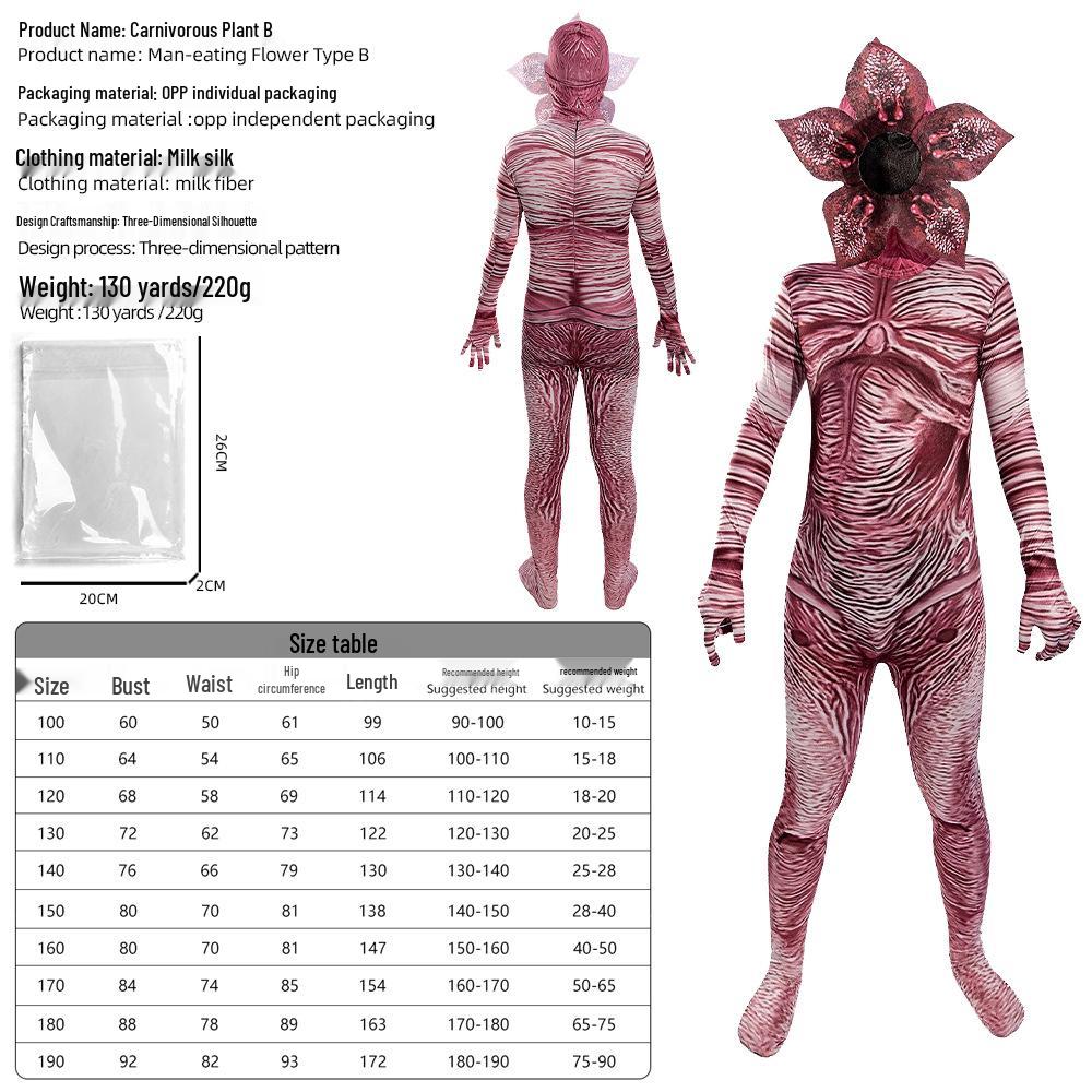 Stranger Things 5 Vleesetende Plant Horror Jumpsuit voor Halloween Cosplay